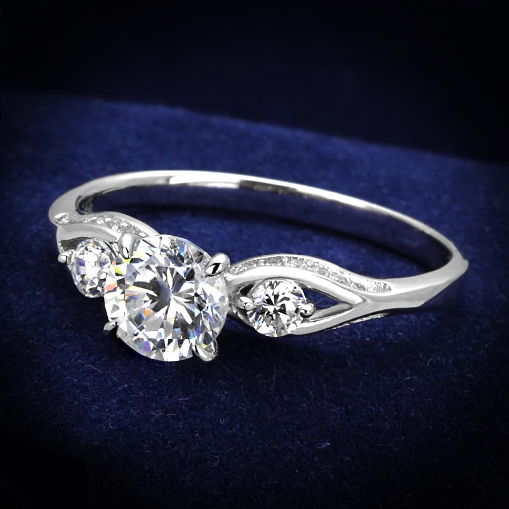 Sterling Silver CZ Heart Solitaire Bypass Pave Ring