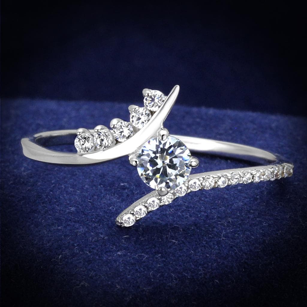 Sterling Silver CZ Shooting Star Bypass Thin Ring