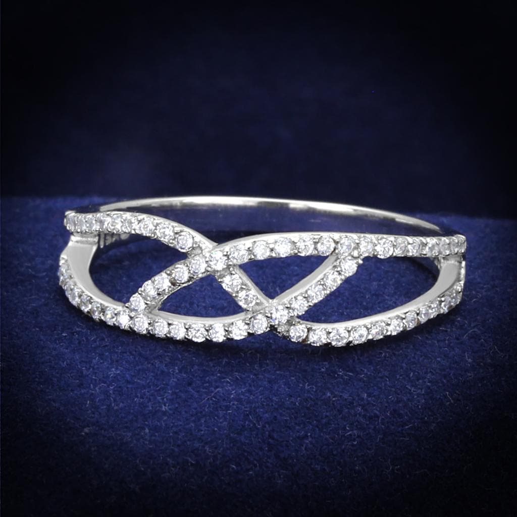 Sterling Silver CZ Pave Infinity Crossover Ring
