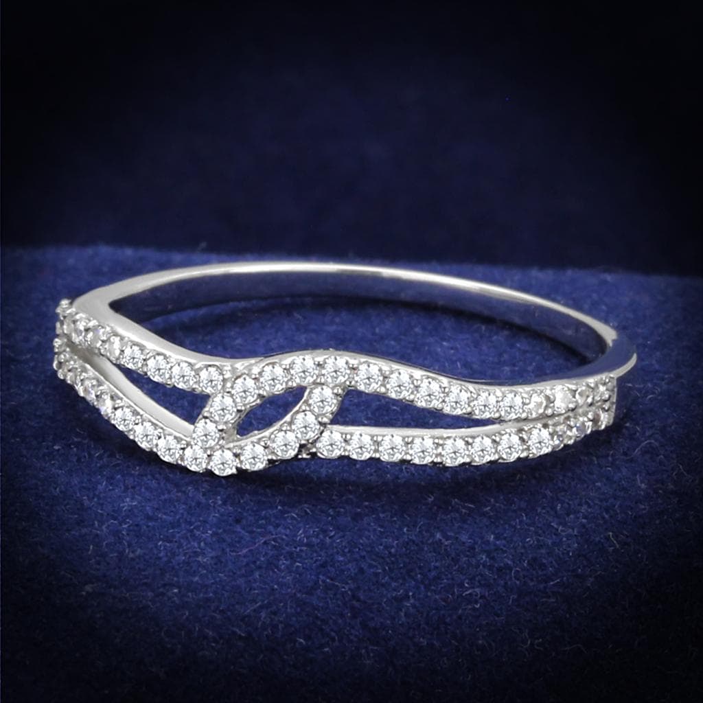 Sterling Silver CZ Infinity Wave Bypass Thin Ring