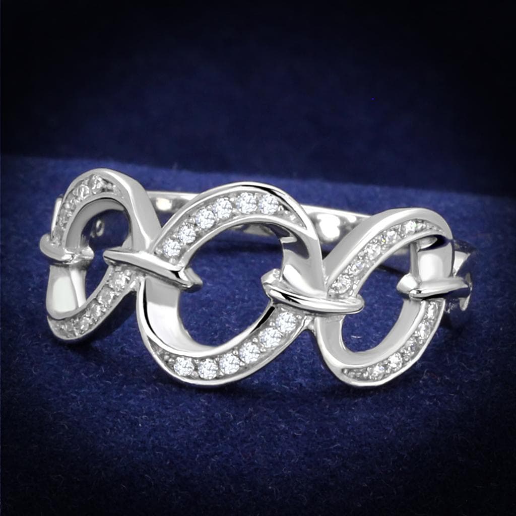 Sterling Silver CZ Pave Infinity Chain Link Ring