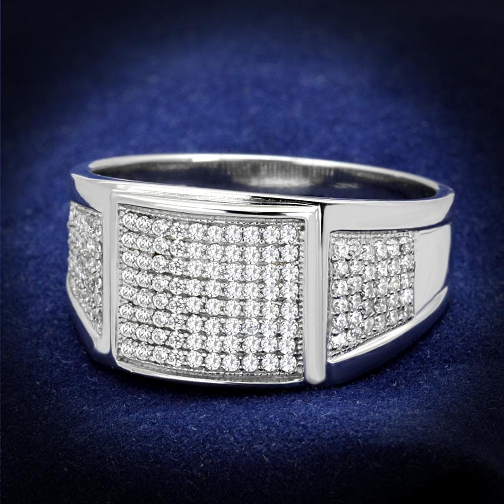 Sterling Silver CZ Pave Multi Row Wide Band Ring