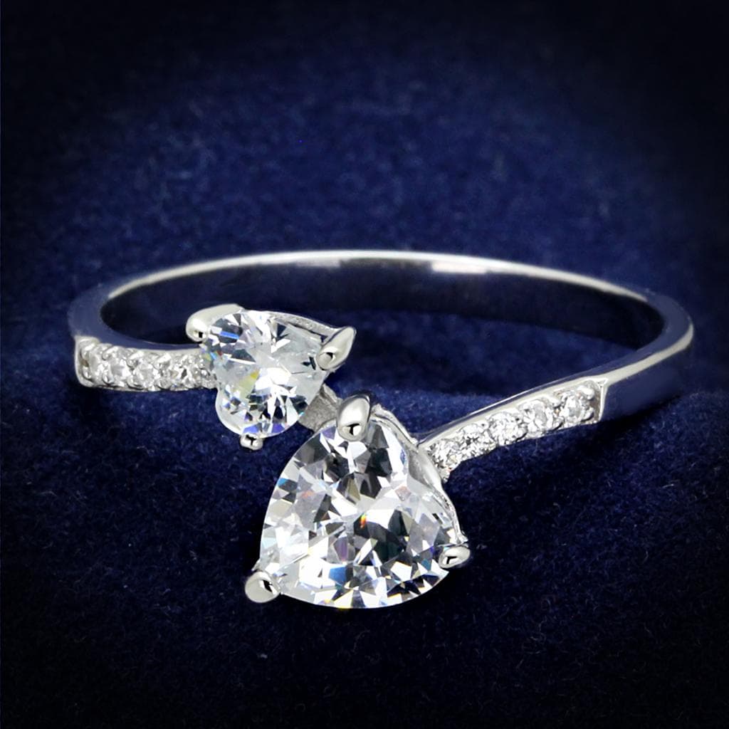 Sterling Silver CZ Round Pear Double Bypass Ring