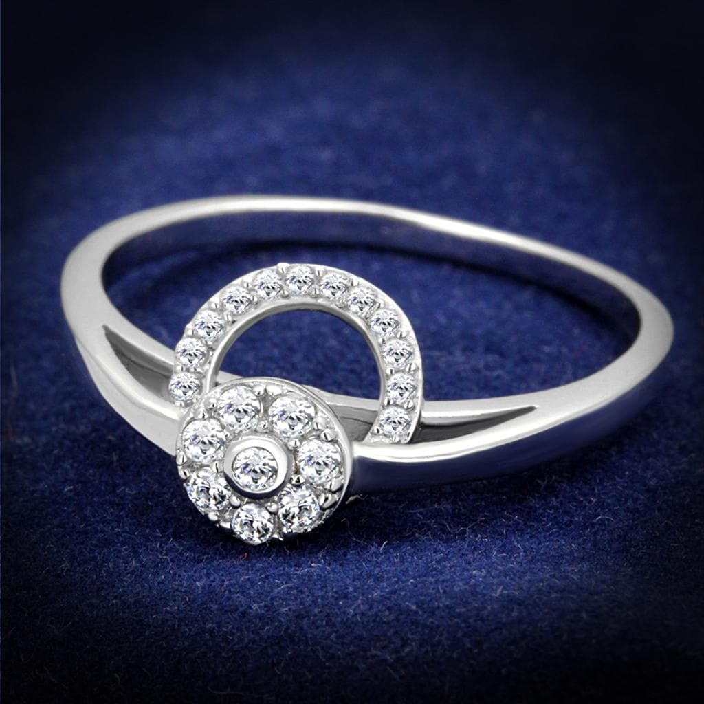 Sterling Silver CZ Round Circle Halo Open Ring