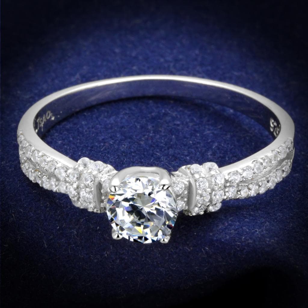 Sterling Silver CZ Round Triple Past Present Future Pave Ring
