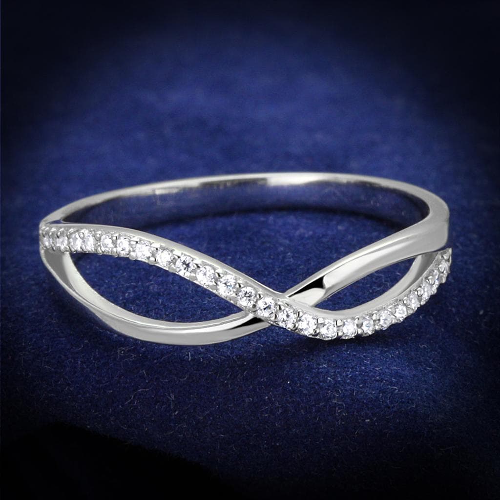 Sterling Silver CZ Pave Infinity Twist Ring