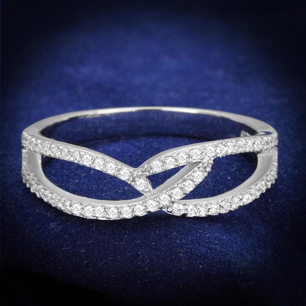 Sterling Silver CZ Pave Infinity X Crossover Ring TS365