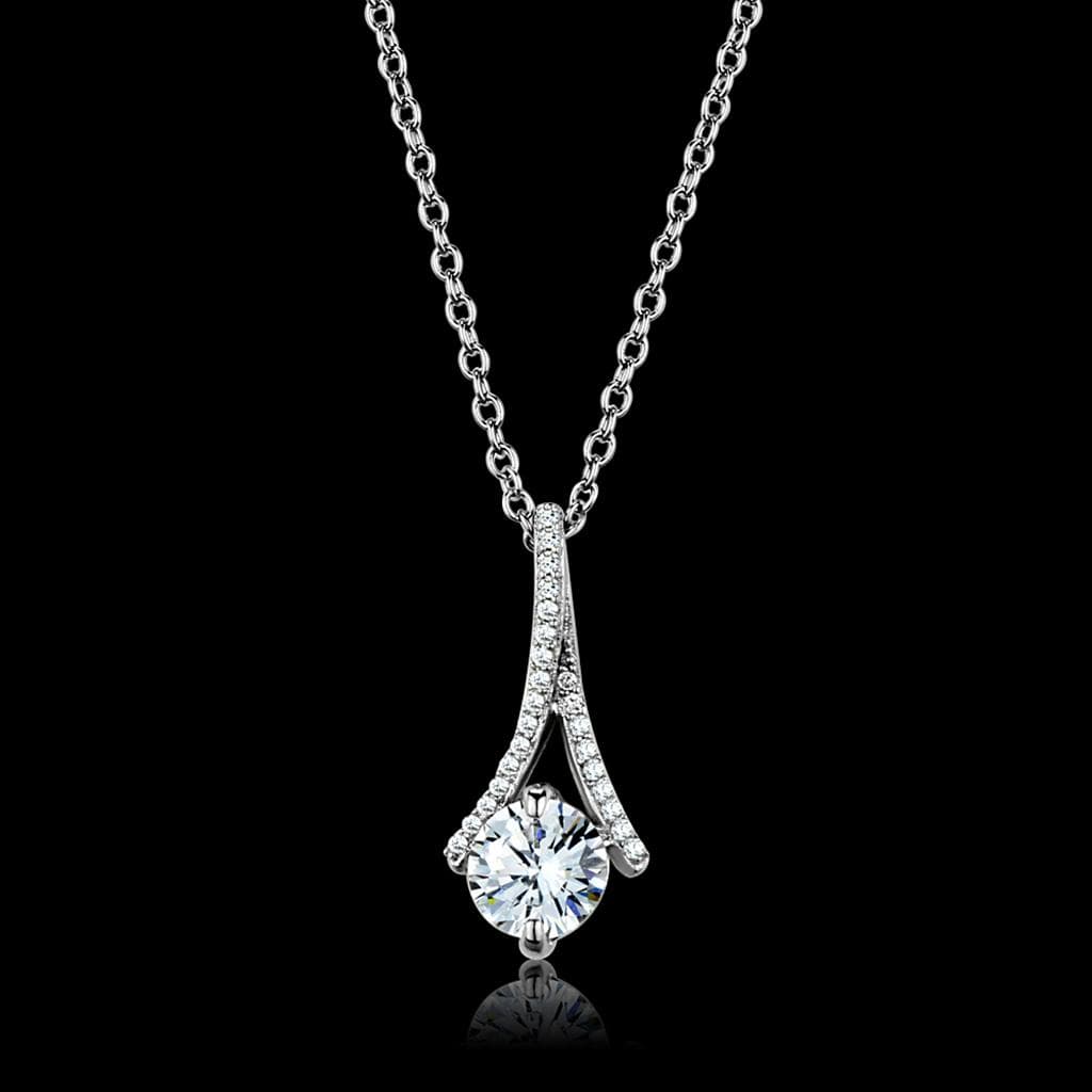 Sterling Silver CZ Round Drop Twist Pendant
