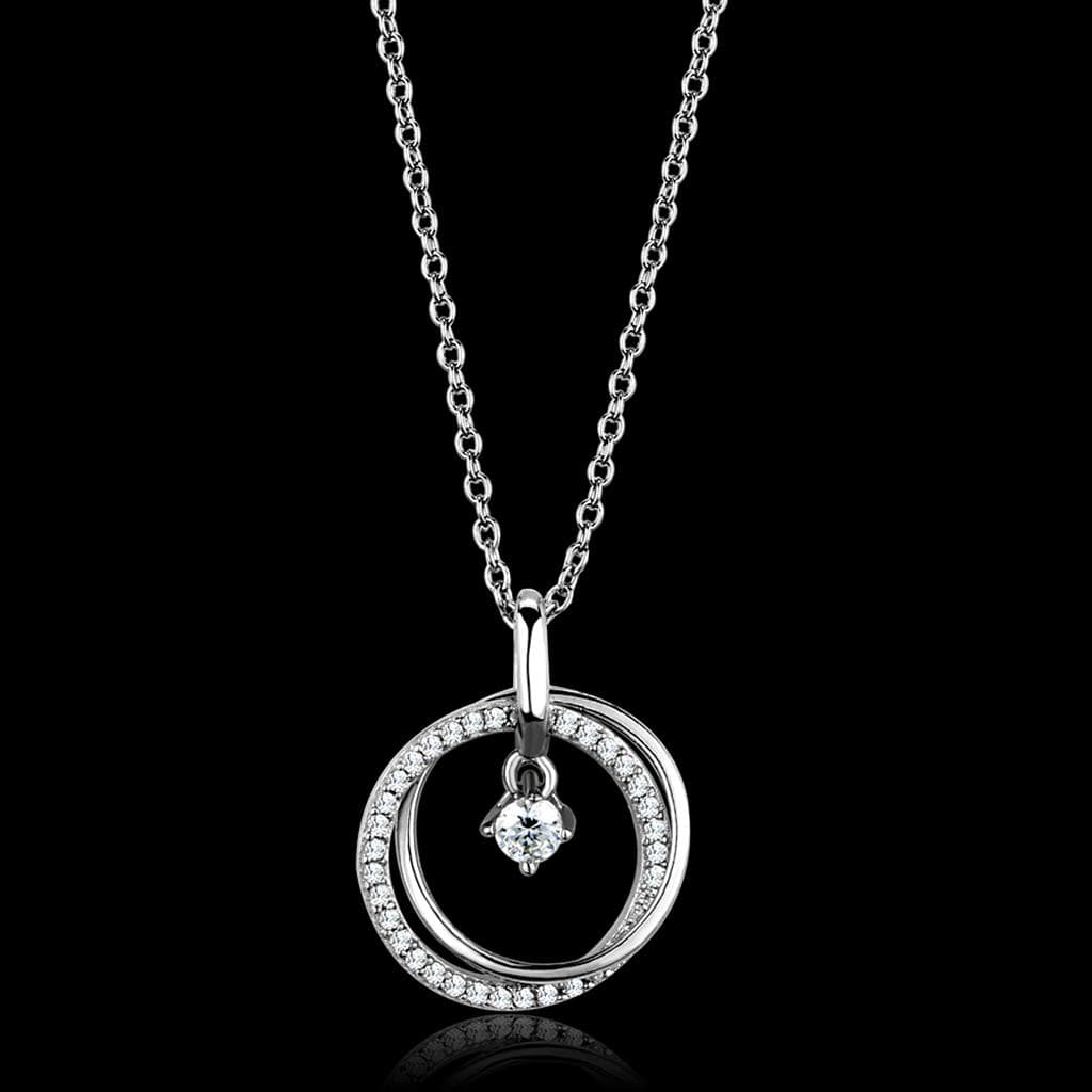 Sterling Silver CZ Round Circle Dangle Pendant
