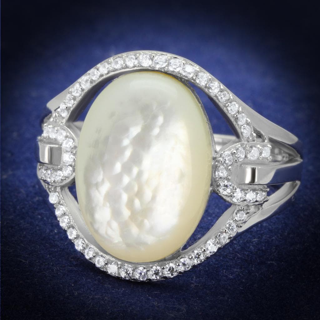 Sterling Silver Opal Oval Cabochon Halo Split Shank Ring