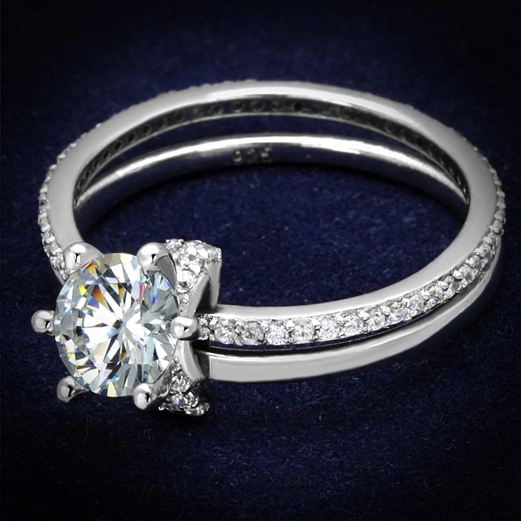 Sterling Silver Gold Two Tone CZ Oval Solitaire Pave Thin Ring