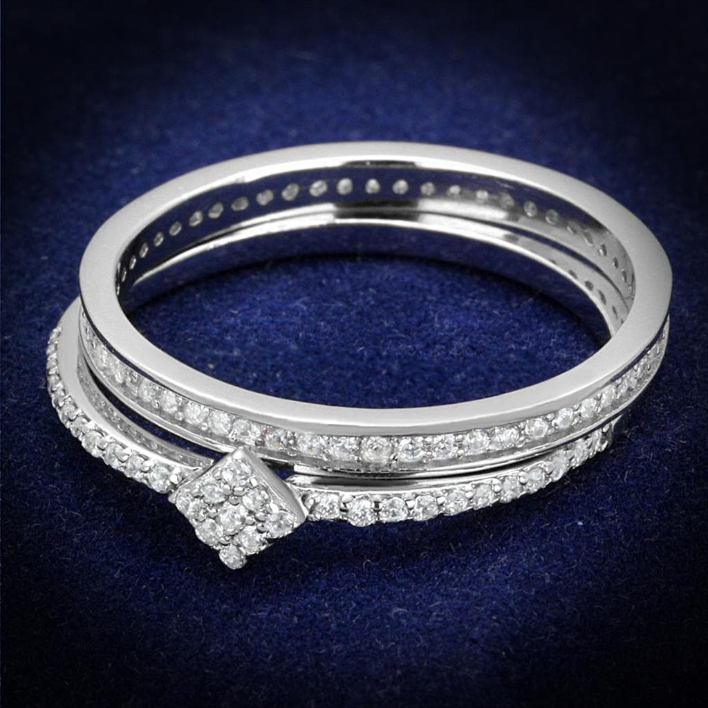 Sterling Silver CZ Marquise Pave Channel Bridal Set Ring