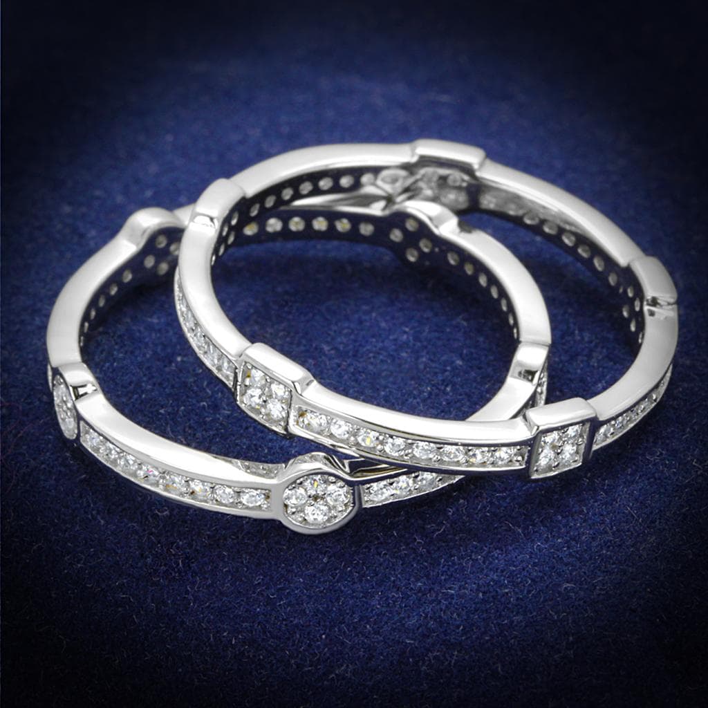 Sterling Silver CZ Bezel Station Band Bangle Ring