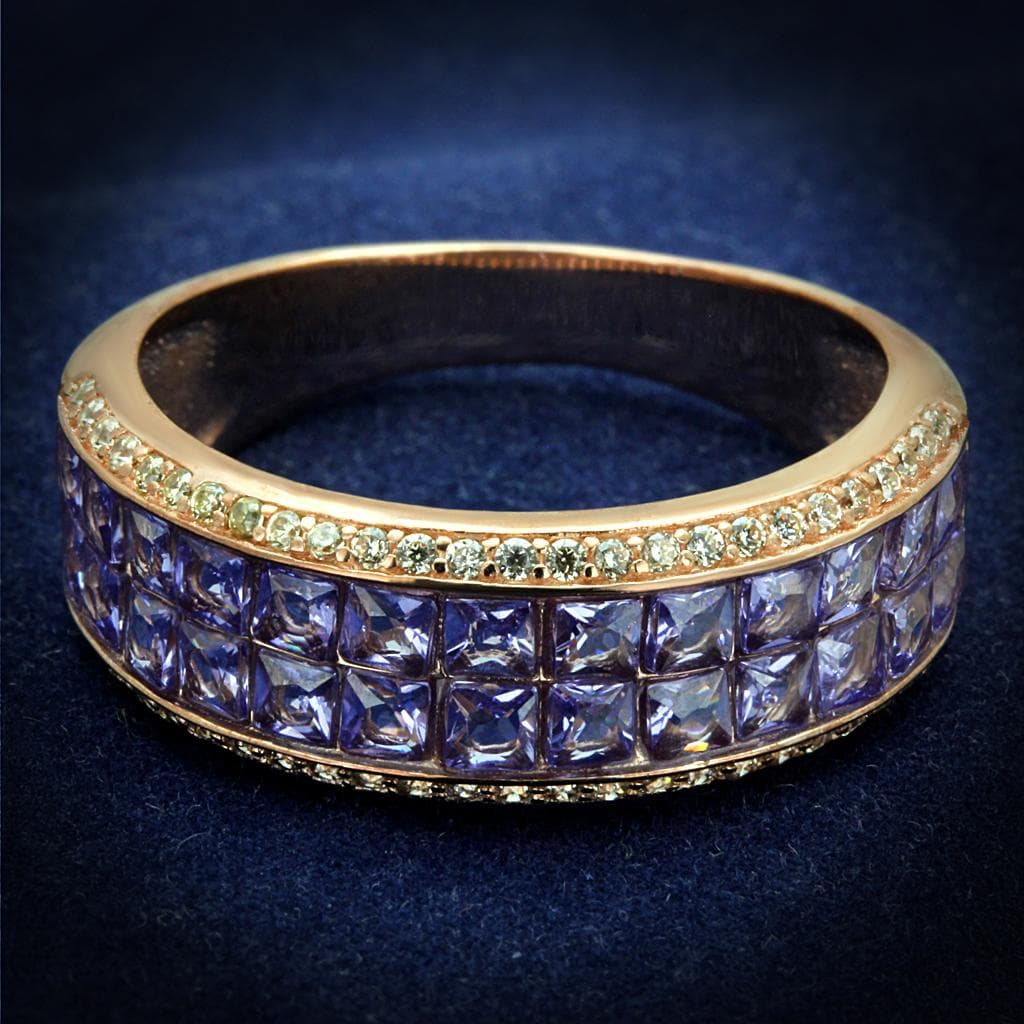 Sterling Silver Gold Two Tone Tanzanite Princess Channel Ring