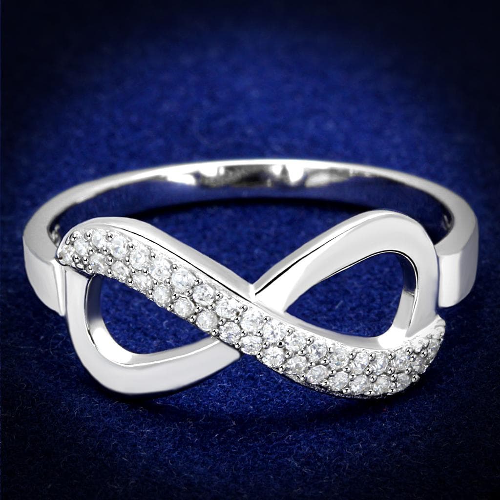 Sterling Silver CZ Pave Infinity Large Wide Ring