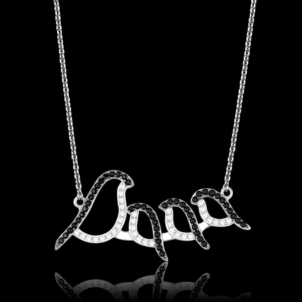 Sterling Silver CZ Love Script Word Pendant