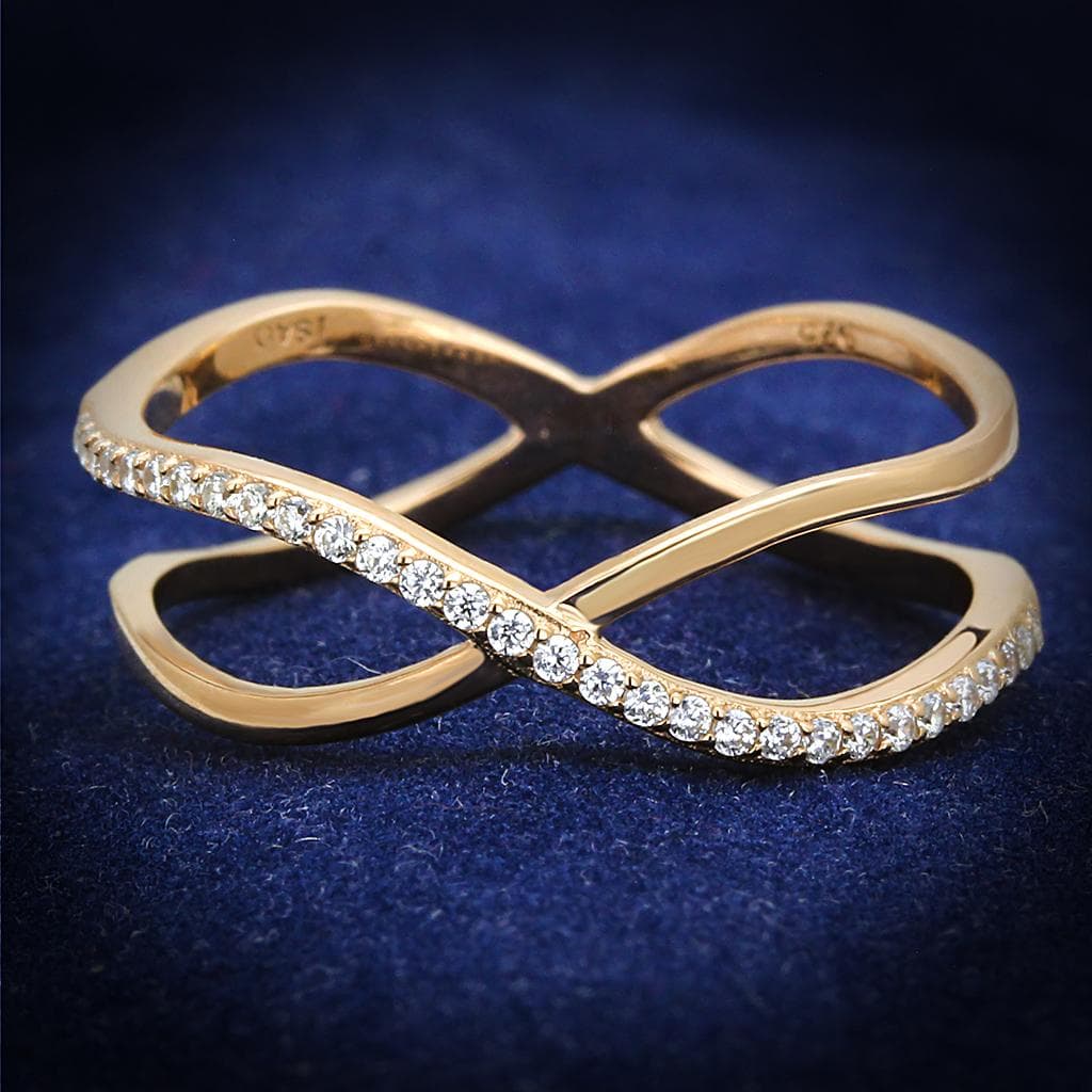 Sterling Silver Gold Infinity X Crossover Open Ring