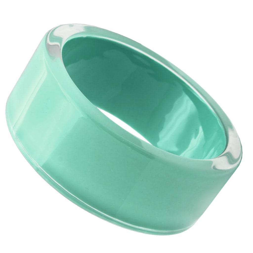 Resin Green Enamel Wide Bangle Bracelet | The Stainless Jewelry