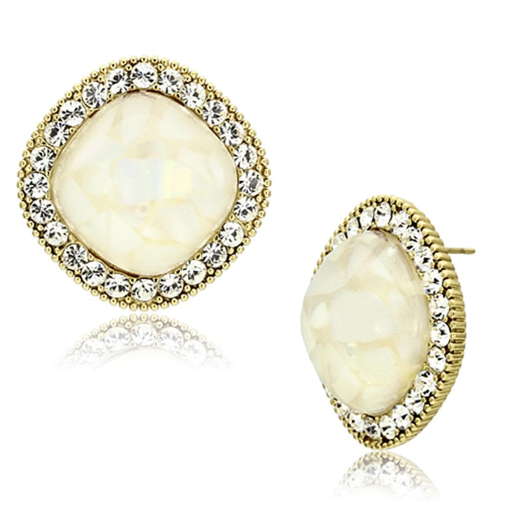 Brass Ivory Textured Cuff Earrings | The Stainless Jewelry
