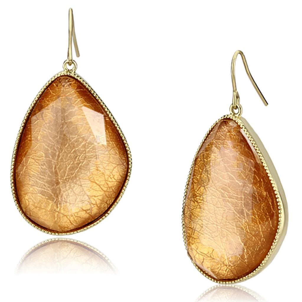 Brass Gold Mint Rutilated Quartz Teardrop Hook Earrings