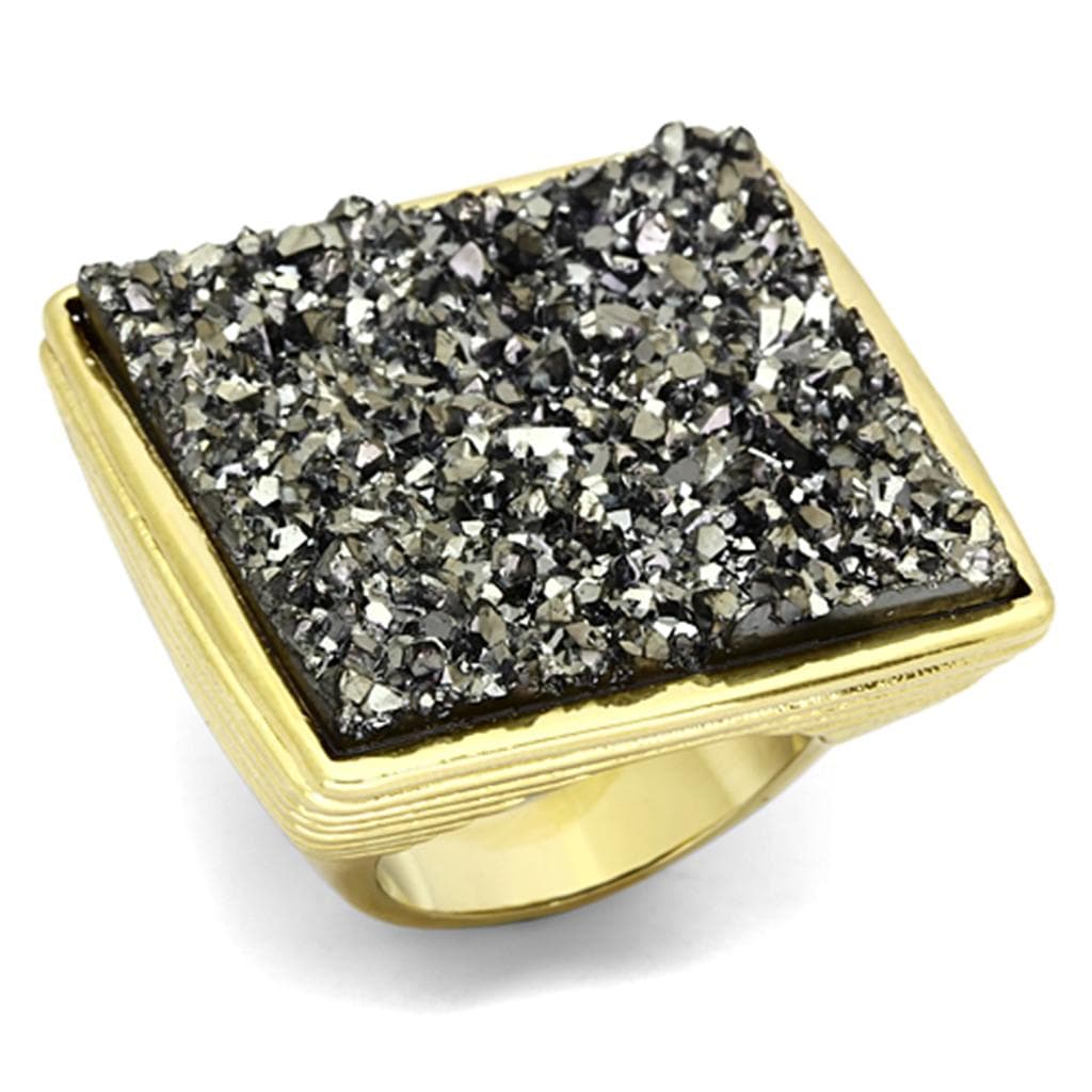 Brass Druzy Square Ring | The Stainless Jewelry