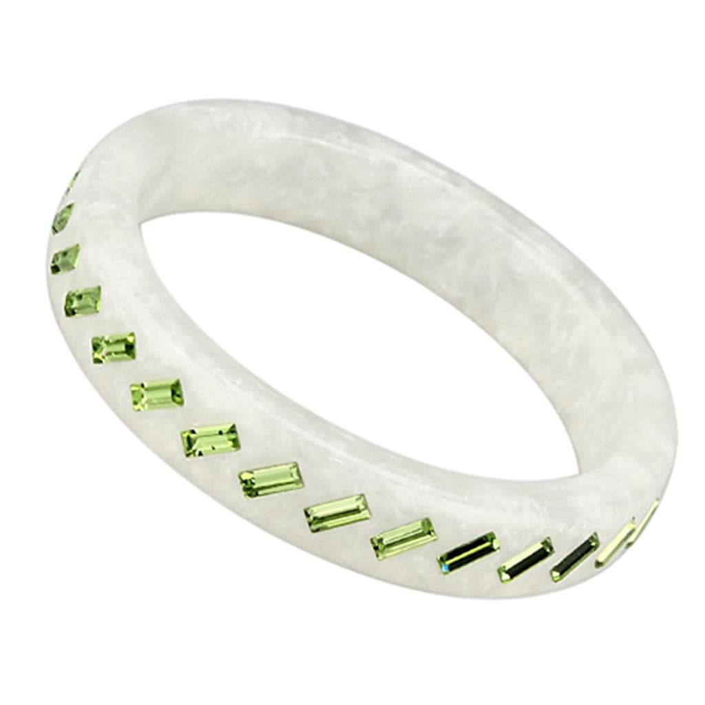 Resin White Green Crystal Bangle Bracelet | The Stainless Jewelry