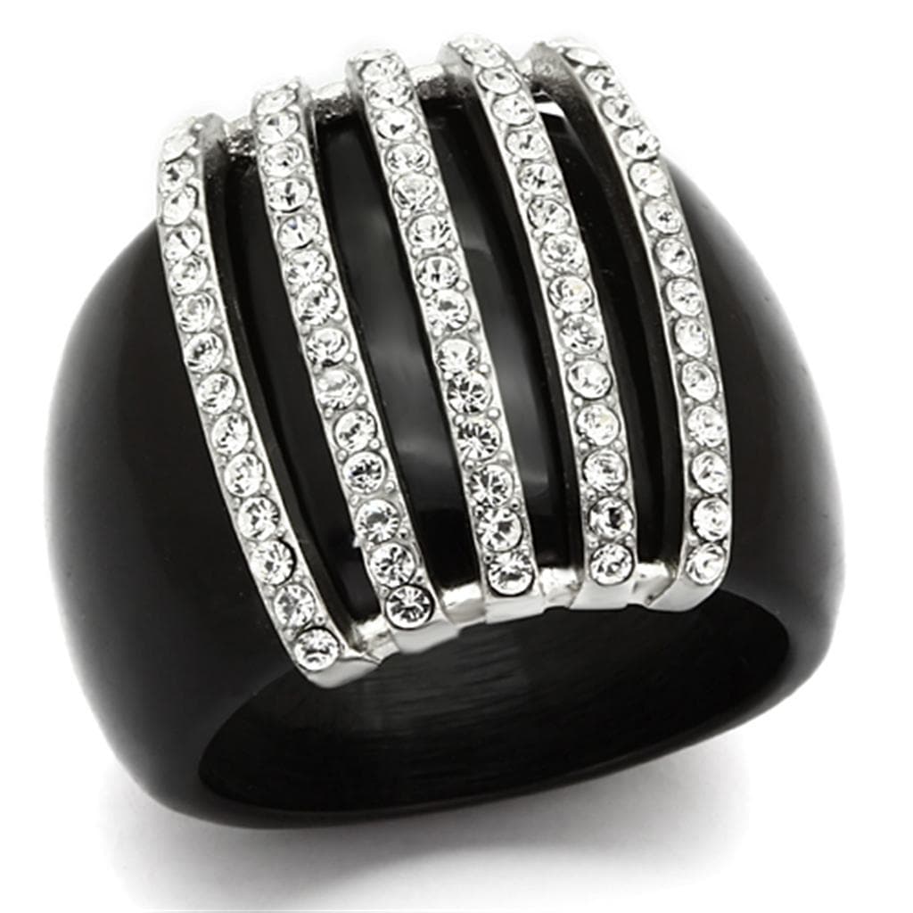 Stainless Steel Onyx Stripe Dome Ring | The Stainless Jewelry