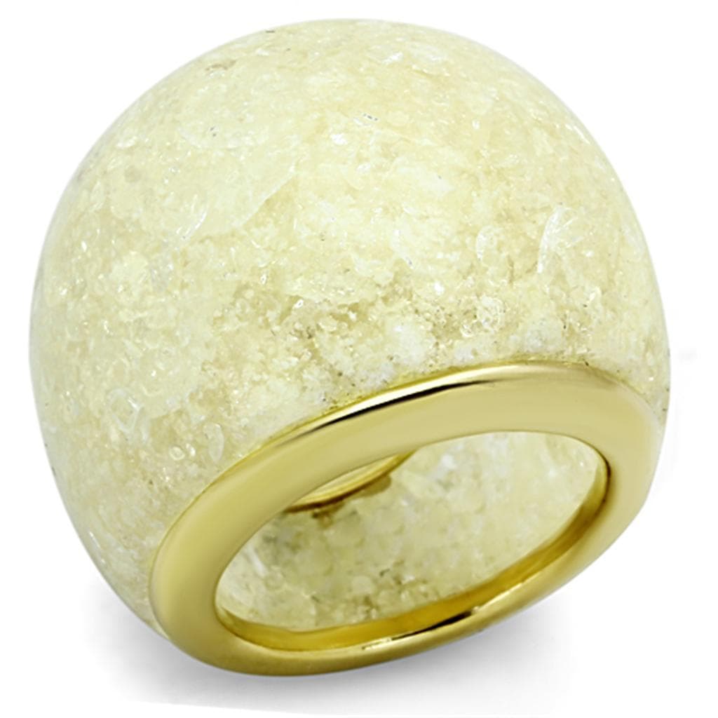 Stainless Steel Ivory Crackle Dome Ring | The Stainless Jewelry